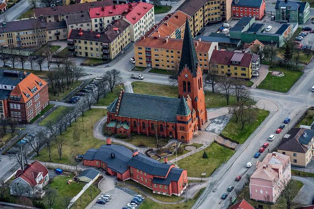 The Nässjö church from the air