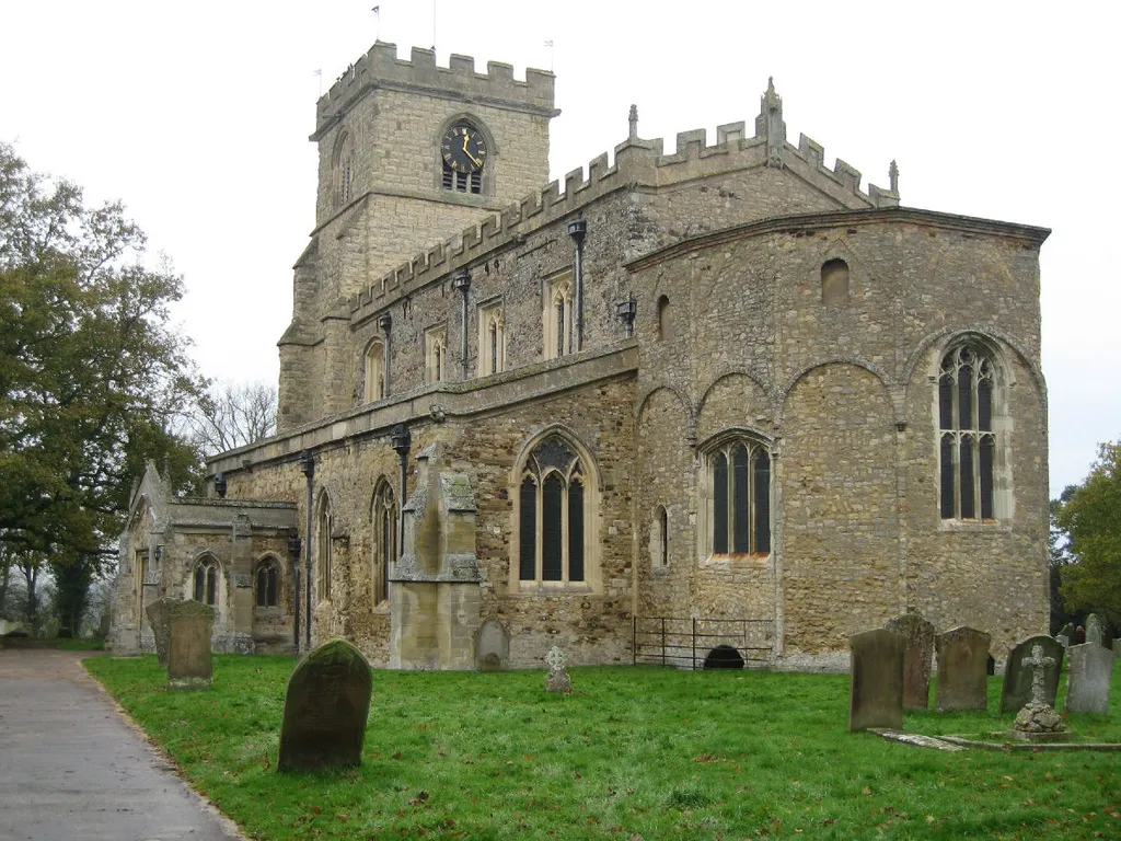 Church of England parish church of All Saints, Wing, Buckinghamshire: view from the southeast, showing the Saxon apsidal chancel