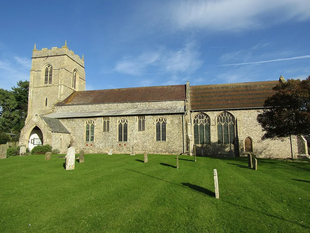 The south facing elevation of Holy Trinity church in the village of West Runton, Norfolk, United Kingdom.