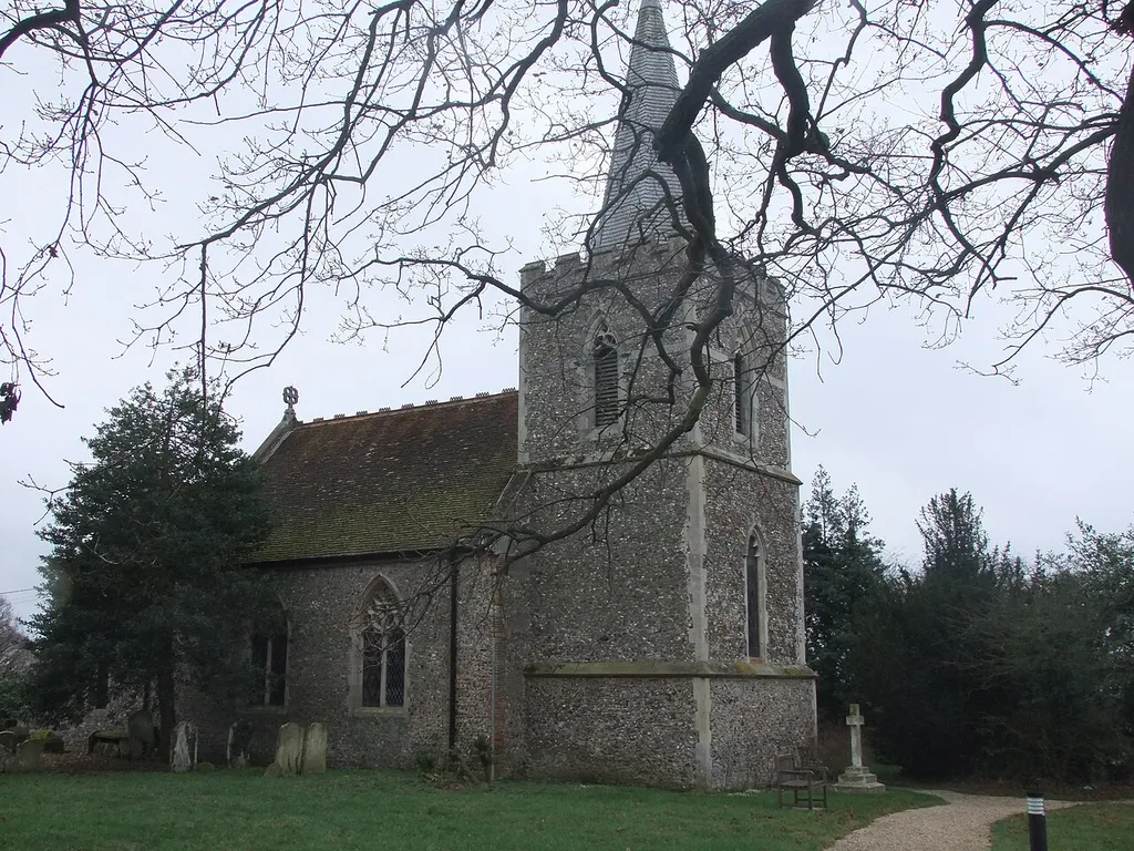St Andrew's parish church, White Colne, Essex, seen from the northwest