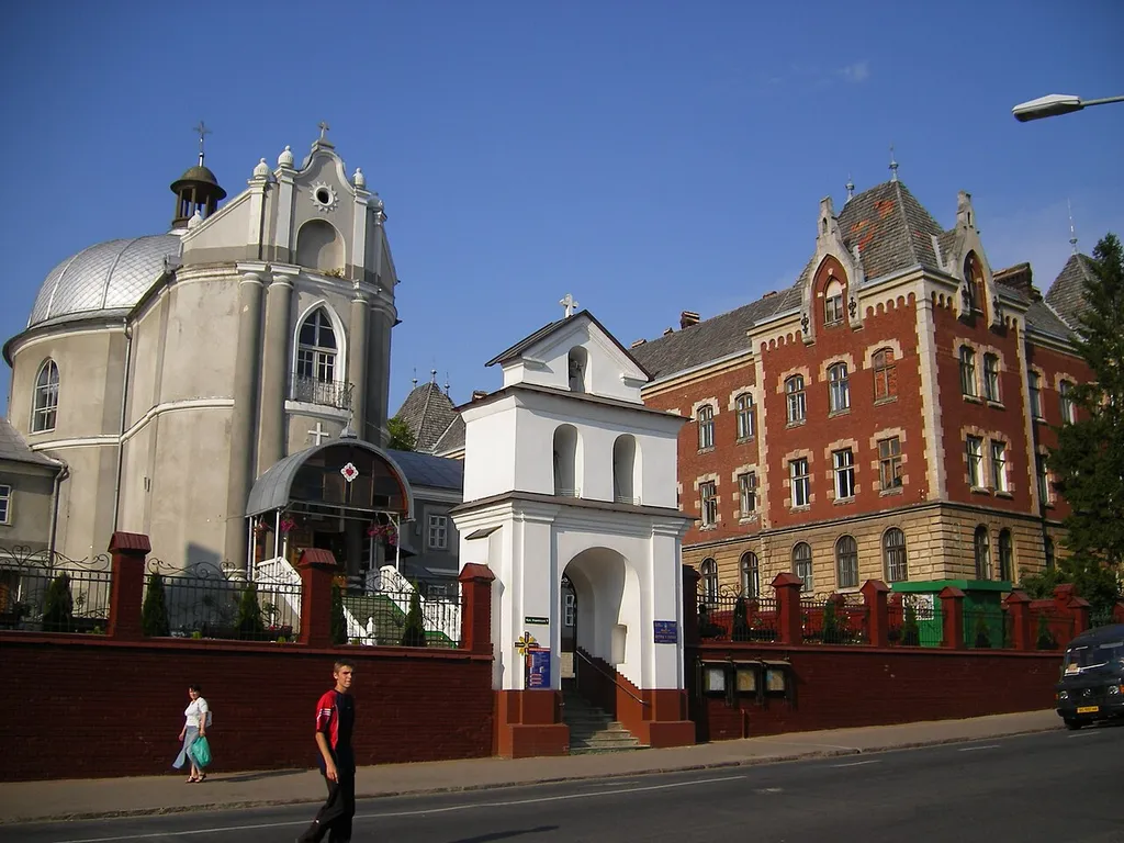 Drohobych. City centre. Basilian church and monastery