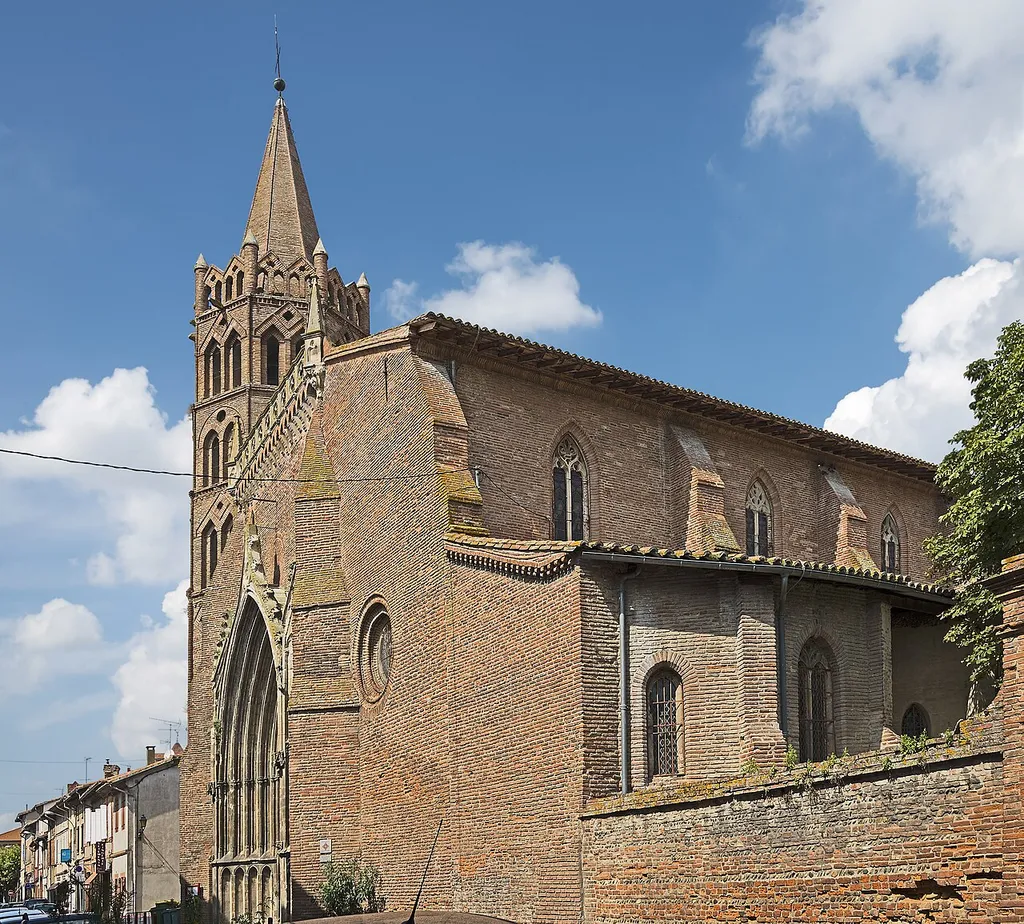 Grenade, Haute-Garonne, France. Southern exposure of the church ’’Église Notre-Dame de l'Assomption””.