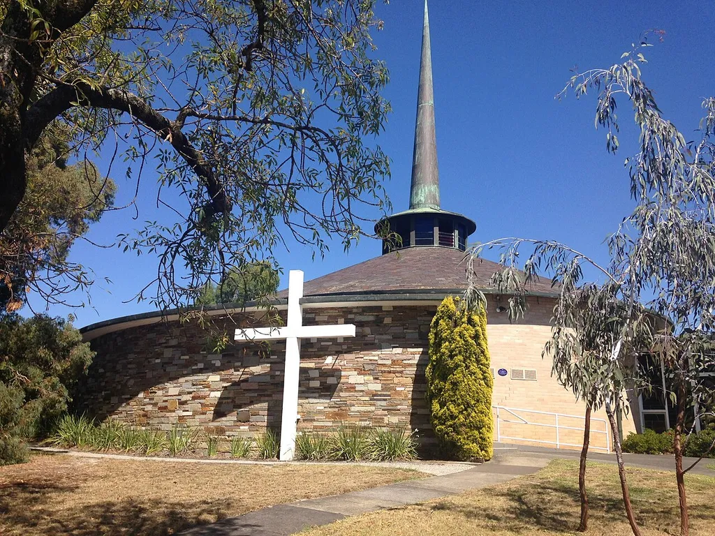 External view of St Faith's Church, 4 Charles St, Glen Iris (area previously known as Burwood) Victoria, Australia. Designed by architects Mockridge Stahle and Mitchell, was built in 1957-58 on a site purchased by the Anglican Diocese in Burwood in 1891. See more at: http://vhd.heritagecouncil.vic.gov.au/places/45050#sthash.sKUhUQWe.dpuf