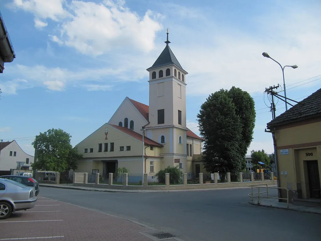 Kvasice in Kroměříž District, Czech Republic. Hus Congregation.