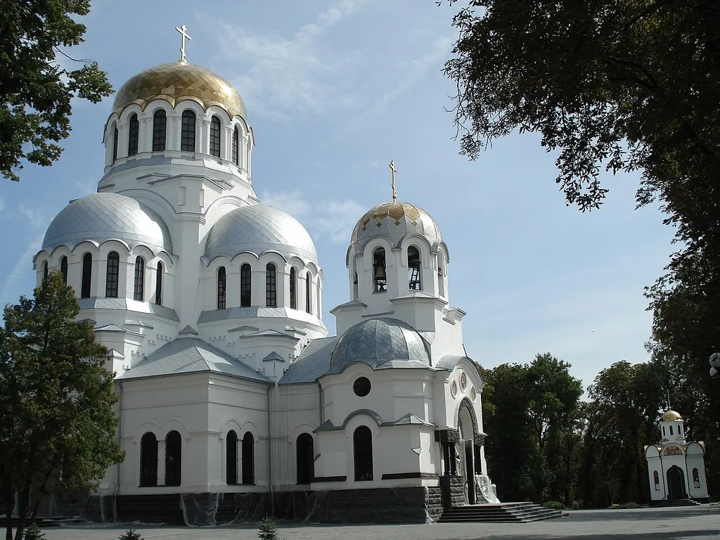 The newly rebuilt Alexander Nevsky Cathedral in Kamenets-Podolsky, Ukraine