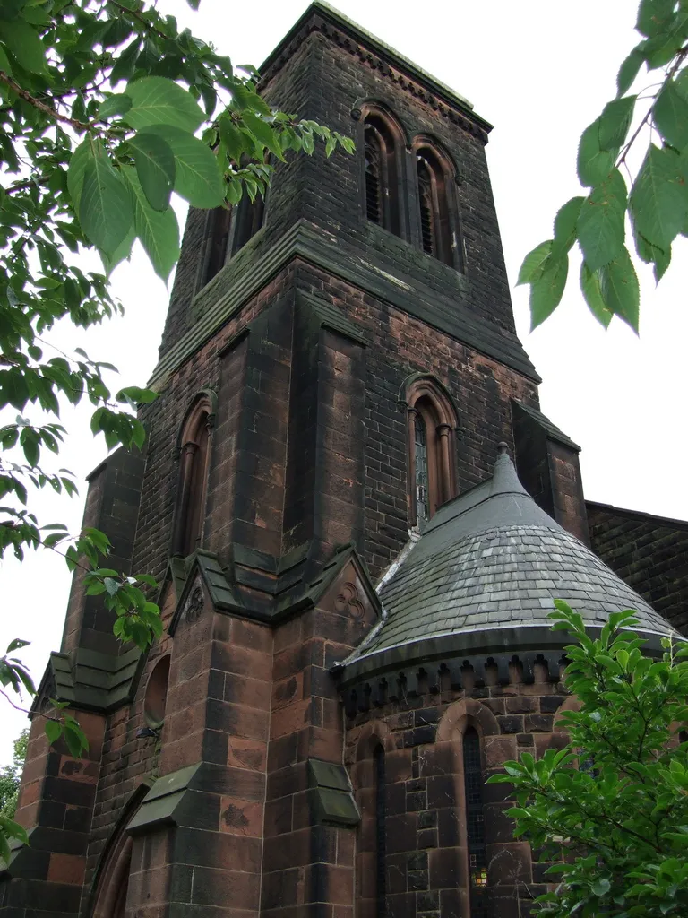 North tower of St James' parish church, Mill Lane, West Derby, Liverpool, seen from the west