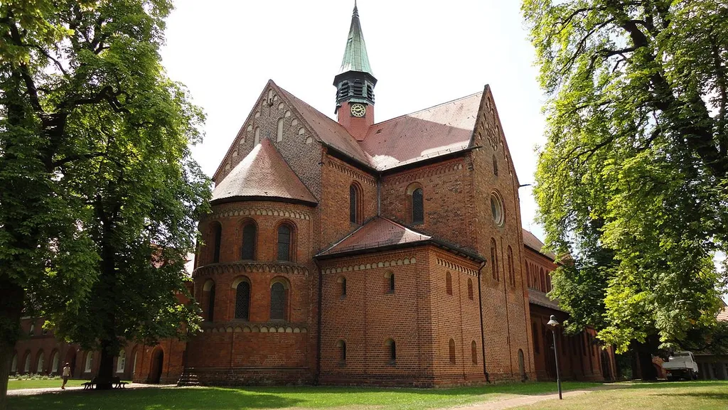 Rear facades of St. Marien church — at the Klosters Lehnin (Lehnin abbey). A German Brick Gothic era monastary in Landkreis Potsdam-Mittelmark, Brandenburg.