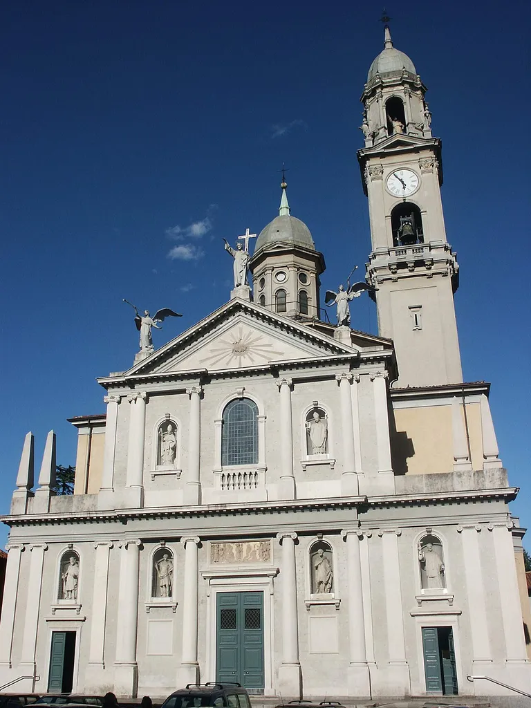Saint Vito and Modesto church (or Saint Vitus) facade. Architect: Simone Cantoni. - City of Lomazzo, Province of Como, Bassa Comasca, Lombardy Region.