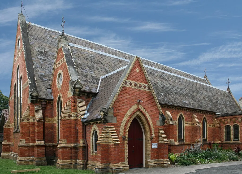 Corner view of All Saint's Anglican Church, Petersham, New South Wales (NSW), Australia.