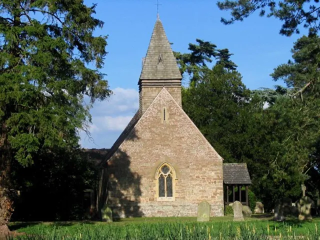 Putley Parish Church. View from across the pond.