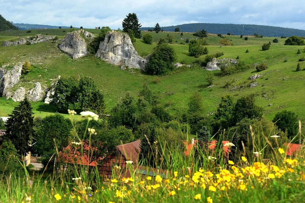 The Eselsburg Valley, beautiful landscape on the Swabian Alb.