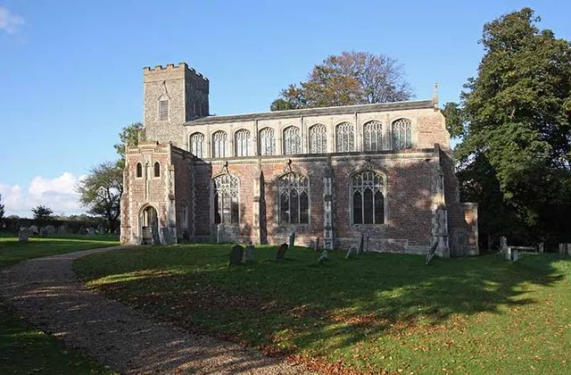 St Mary's parish church, Shelton, Norfolk, seen from the south