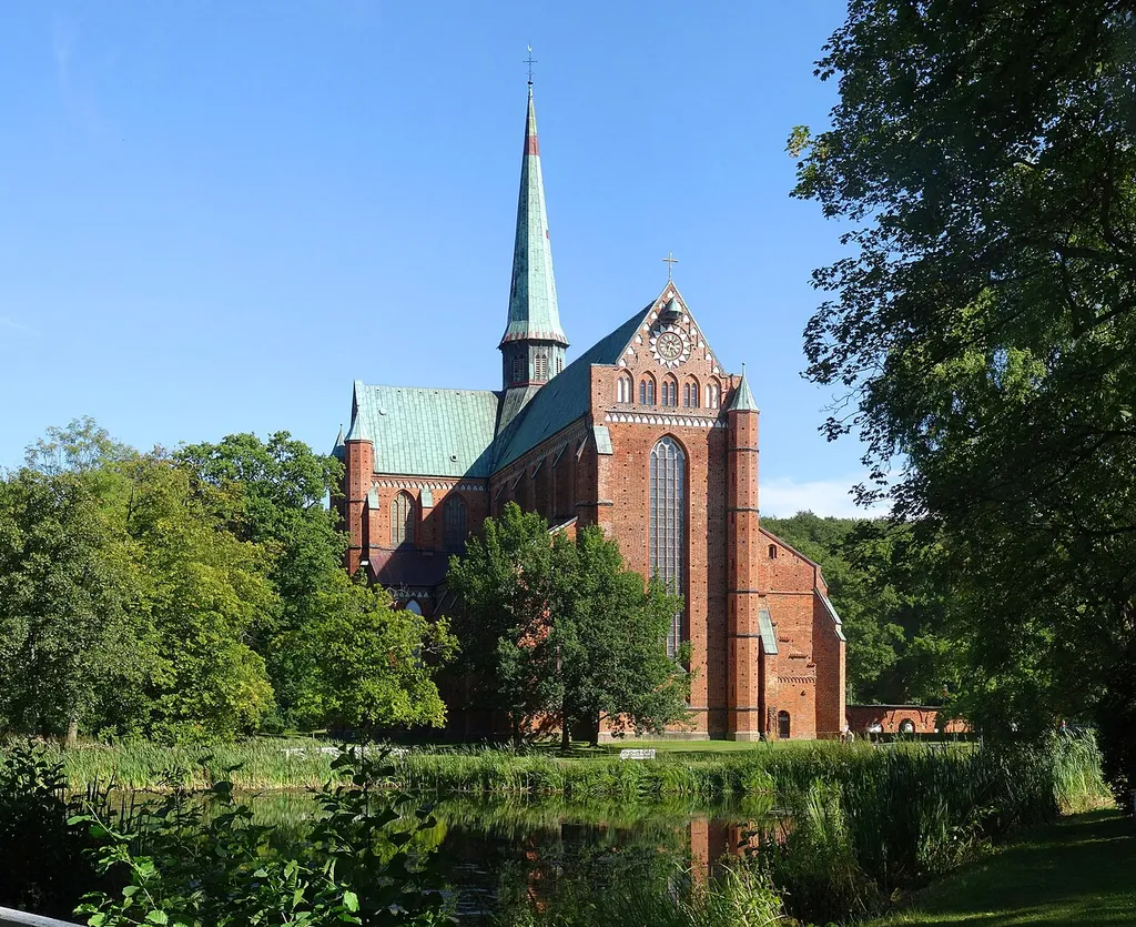 This image shows Doberan Minster. The cathedral is one of the most important Gothic brick buildings in Germany. There is no other original Cistercian church in Europe.