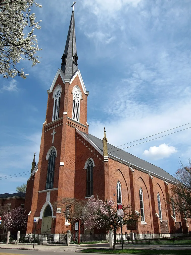 Saint Mary of the Assumption Catholic Church (C-bus, OH), exterior, springtime 2