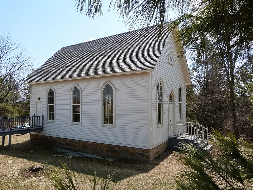 The historic Plum Grove Primitive Methodist Church (built 1882), located on County Road BB near Ridgeway, Wisconsin, United States, is listed on the US National Register of Historic Places. This is an image of a place or building that is listed on the National Register of Historic Places in the United States of America. Its reference number is 95000505 (Wikidata).